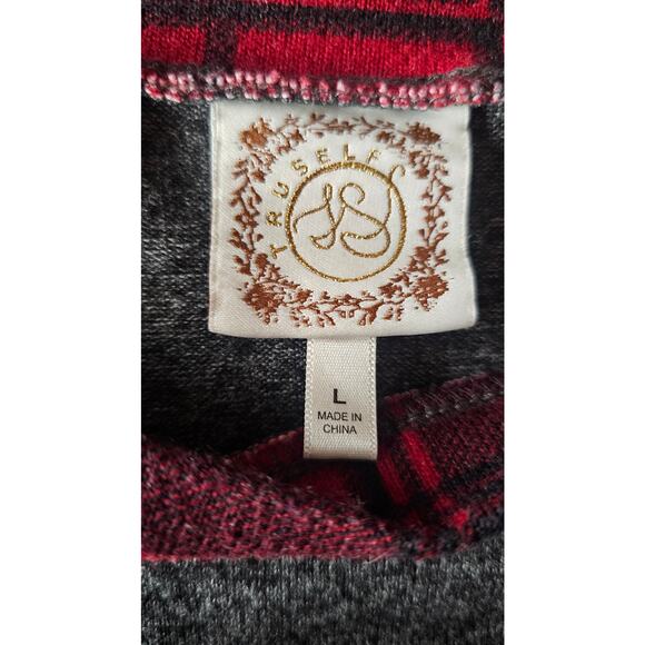Tru Self Deer Plaid Sweatshirt, Red Black, Buck, Embellished, Holiday Sz L - Picture 8 of 8
